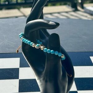 Elegant Turquoise and Gold Beaded Bracelet